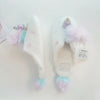 White Unicorn Mule Plush Slippers